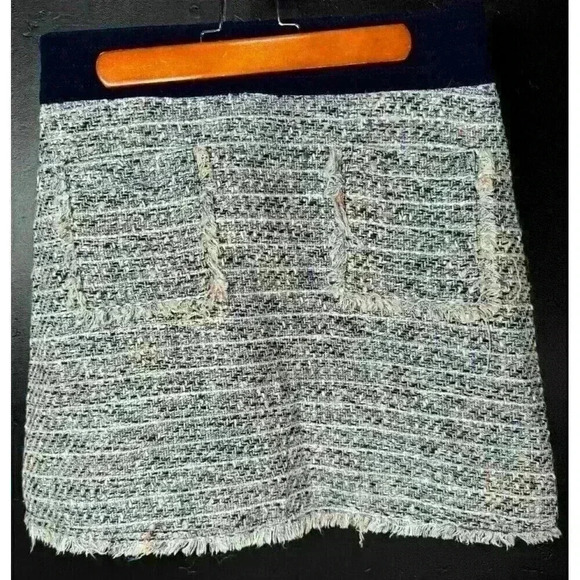 J. Crew Skirt Womens Size 8 White Multi-Color Tweed Mini Skirt Pockets - Picture 1 of 5